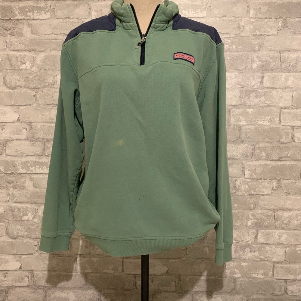 Vineyard Vines Shep Shirt Sweatshirt Green Pullover Quarter Zip Golf Sweater M
